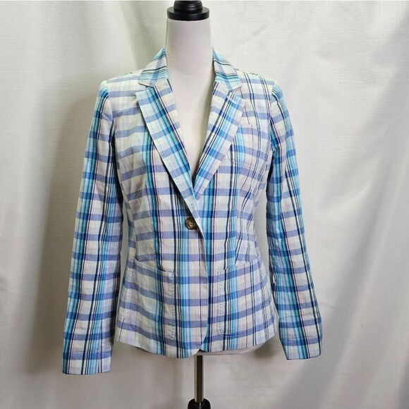 Tommy Hilfiger Blue Plaid The Tommy Blazer Jacket Size Small - Picture 1 of 14